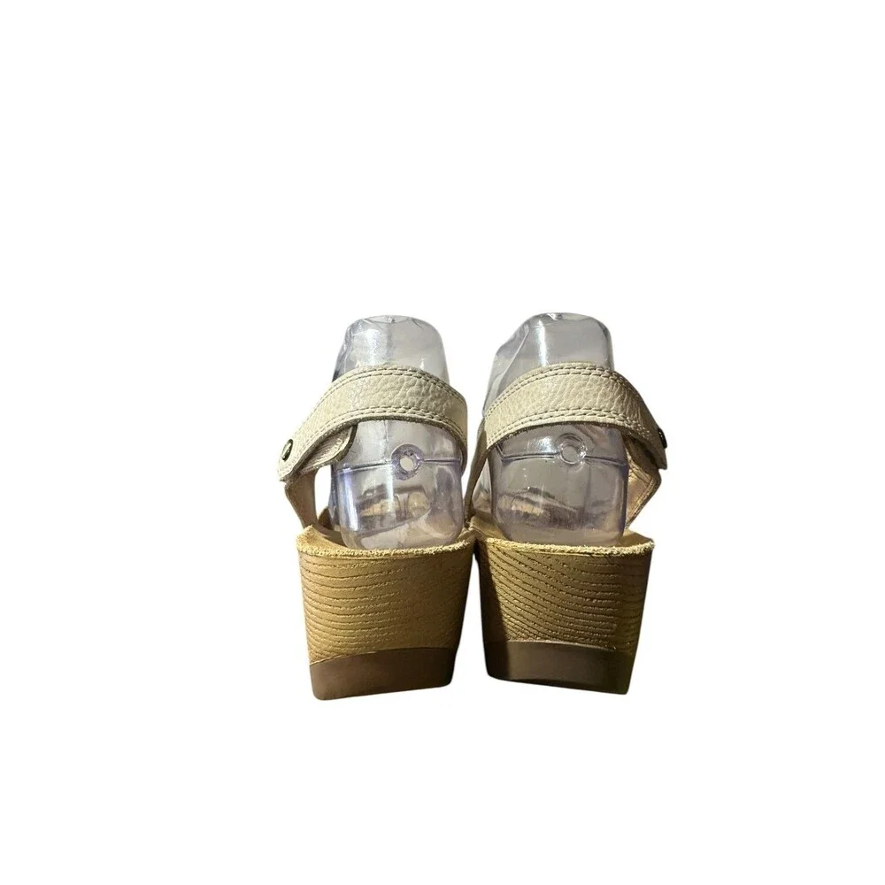 Dansko Tricia Wedge Sandals Sz EU 40 US 9.5 Biege Hook & Loop Closure Boho Y2K